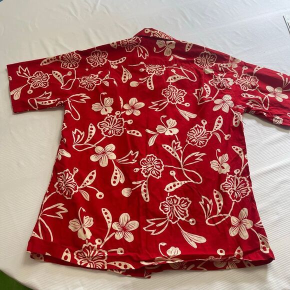 Vintage 1950’s Kilohana Hawaiian Shirt Men’s Medium Red Floral Print Loop Collar - Picture 5 of 6